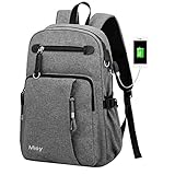 Mioy Schulrucksack groß Herren Slim Business Laptop Backpack Leinwand Schulranzen wasserdicht College Schultasche 15.6'' Notebook Rucksack Mode Reiserucksack Computer Tasche (Grau)