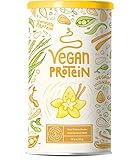 Vegan Protein | VANILLE | Kraftvoll und rein pflanzliches Proteinpulver mit Reis-, Soja-, Erbsen-, Chia-, Sonnenblumen- und Kürbiskernprotein | Ohne künstliche Süßstoffe und Aromen | 600 Gramm Pulver