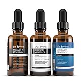 3 x Anti-Aging-POWER: Vitamin C + Hyaluron + Retinol + Collagen I Dr. Severin® Serum-Set I Tages- & Nachtpflege I Brightening + Smoothing I Anti-Pollution + Anti-Blue-Light I 3 x 50 ml