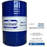 Leprinxol 205 Liter FASS HYD 46 HYDRAULIKFLÜSSIGKEIT. Hydrauliköl HLP 46 Mineralöl, Druckflüssigkeit, Hydraulik Öl, Hydraulikanlagen, der DIN 51524 Teil 2-HLP, SEB 181 222-HLP, VDMA.