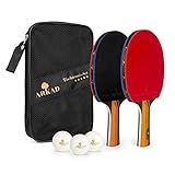 Arkad Tischtennis Set • 2 Tischtennisschläger + 3 Premium Bälle • Tischtennis Schläger Set mit Tasche • Tischtennisschläger Profi Sport Set für Indoor & Outdoor Spiele