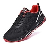 NewNaisu Sportschuhe Herren Damen Laufschuhe Unisex Turnschuhe Air Atmungsaktiv Running Schuhe mit Luftpolster Schwarz Rot 41