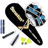 Senston Graphit Badminton Set Carbon Profi Badmintonschläger Leichtgewicht Badminton Schläger Federballschläger Set für Training, Sport und Unterhaltung mit Schlägertasche