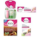 Veet Zuckerpaste zur Haarentfernung 250 ml + Veet Kaltwachsstreifen Beine & Körper normale Haut 20 Stück + Veet Haarentfernungs Creme Normale Haut 100 ml + Veet Dusch-Haarentfernungs-Creme 1x150ml