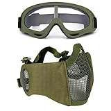 Fansport Paintball Maske, Airsoft Masken Softair Maske Mesh-Maske Airsoft Paintball Maske Schutzbrille Airsoft Taktische Maske Paintball Schutzbrille Klar Stahl Maske üBerbrille Airsoft Mesh Maske