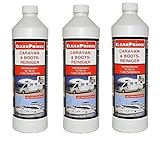 3 x 1 Liter = 3 Liter CleanPrince Caravan- und Bootsreiniger 1000 ml Schiff Wohnwagen Camping Zelt Reiniger Reinigungsmittel Caravanreiniger Kunststoff Markise Camping Camper Bootsreiniger Bootsreinigungsmittel Skipper Bedarf Zubehör Schiff Segelboot Motorboot Pflegen