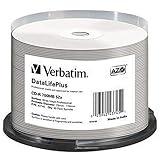 Verbatim CD-R AZO Wide Inkjet Printable 700 MB I 50er Pack Spindel I CD Rohlinge I 52-fache Brenngeschwindigkeit mit langer Lebensdauer I leere CDs bedruckbar I Audio CD Rohling