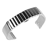 Beauty7 - 18mm Breit Glänzend Silber Edelstahl Uhrenarmband Uhrenarmbänder mit Faltschließe Metall Uhr Armband