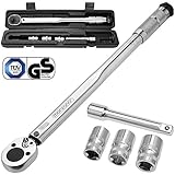 Monzana Drehmomentschlüssel 6tlg. Set 40-210Nm 1/2 ' CV inkl. 3 Stecknüsse und Verlängerung inkl. Koffer +/- 4% Toleranz