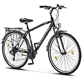 Licorne Bike Premium Trekking Bike in 28 Zoll - Fahrrad für Herren, Jungen, Damen und Herren - Shimano 21 Gang-Schaltung - Herren Citybike - Männerfahrrad - Life M-V-ATB - Schwarz/Grau