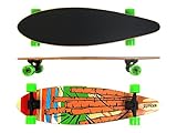 MAXOfit Longboard Cartoon Cruiser Board Kompakt 7 Schichten Ahorn, 84 cm, perfekt für Einsteiger oder Anfänger mit ACEC 9 Kugellager