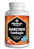 Garcinia Cambogia hochdosiert + Cholin, für den Stoffwechsel, Garcinia Extrakt mit 60% HCA aus Malabar-Tamarine, 240 Kapseln für 2 Monate, Nahrungsergänzung ohne Zusätze, Made in Germany