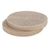 Navaris Katzen Kratzbrett 2er Set aus Karton - runde Kratzpappe Kratzmatte - Kratz Pappe Katzenbrett für die Krallen Deiner Katze, Braun
