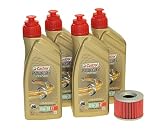 Öl Wechselset 4 Liter Castrol SAE 10W-30 Power 1 Racing 4T inkl. Ölfilter Citomerx CIT401 für Yamaha XJR FZX FZ FJ, Kawasaki ZZR ZXR GT Honda CB