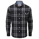 Charles Wilson Kariertes Herren Flanellhemd Langarm (L, Red & Black Check (0920))