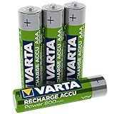 VARTA Rechargeable Accu Ready2Use vorgeladener AAA Micro Ni-Mh Akku (4er Pack, 800mAh), wiederaufladbar ohne Memory-Effekt - sofort einsatzbereit