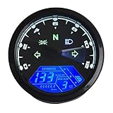 KKmoon Motorrad Drehzahlmesser 0-12000 U/min 6 Gang LCD Digital Tacho ElektronischeKilometerzähler Tachometer für DC 12 V Motorrad