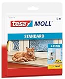 tesamoll STANDARD I-Profil - Schaumstoffdichtung zum Isolieren von Spalten im Haushalt, selbstklebend - Weiß - 6 m x 9 mm x 4 mm