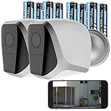 VisorTech WLAN Camera: 2er-Set Full-HD-IP-Überwachungskameras, 12 Monate Stand-by, 8 Akkus (WLAN Kamera Akku)