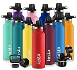 Grsta Trinkflasche Vakuum Isolierte Edelstahl Thermoskanne 600ml/1000ml, BPA-freie Isolierflasche, Auslaufsichere Wasserflasche thermoskanne Kinder, für Kinder, Zuhause, Fitnessstudio, Schule