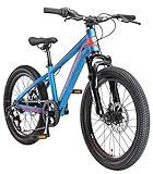 BIKESTAR Kinder Fahrrad Aluminium Mountainbike 7 Gang Shimano, Scheibenbremse ab 6 Jahre | 20 Zoll Kinderrad MTB | Blau Orange