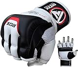 Authentische RDX Kuhhaut Leder Knochen Raufen Handschuhe MMA, UFC, Boxen NHB, schwarz, Gr. M