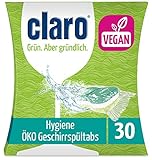 Claro Hygiene Geschirrspüler-Tabs - Phosphatfrei/Biologisch abbaubar - 30 Stück