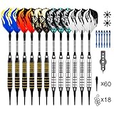 ONE80 Dartpfeile, Dartpfeile mit Kunststoffspitze, 18 Gramm Profi Softdarts (16 Gramm Barrel), 12 Stück Soft Darts Pfeile Set