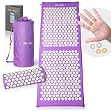 High Pulse® XXL Akupressur Set + 5 Ringe + Poster – Extra Lange Akupressurmatte & Kissen stimuliert die Blutzirkulation und löst Verspannungen (Violett)