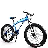 Unbekannt Mountainbike Herren MTB Bike 26 Zoll Fat Tire Fahrrad Schnee-Fahrrad Mit Scheibenbremsen Und Federgabeln,Blau,21Speed