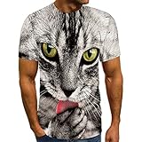 Sannysis Herren Short T-Shirt Frühling Sommer 3D Lustige Tier Cartoon Casual Lose Tops Mode Gedruckt Kurzarm Top Kurzarmoberteil Slim Bluse Unisex Männer Jungen Classic Fit Basic Shirts