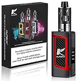 Kupbox E Shisha, E Zigarette Ohne Nikotin, 80W E Zigarette mit 0.5Ohm, 2ml Verdampfer Tank, Dampfer Vape Starterset, Regelbare Leistung zwischen 30-80W, LED Bildschirm - Rot