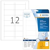 HERMA 9010 Namensschilder für Kleidung DIN A4 (75 x 40 mm, 25 Blatt, Karton) perforiert, bedruckbar, nicht klebende Einsteckkarten, 300 Einsteckschilder, weiß