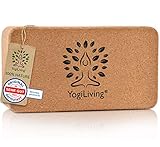 Yogiliving Yogablock Kork | 100% natürlicher Yoga Block | Yogaklotz aus Naturkork | rutschfest & bis 150kg belastbar | Yoga Zubehör plastikfrei verpackt