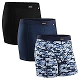 DANISH ENDURANCE Herren Boxershorts, Mehrfarbig (Schwarz, Marineblau, Camouflage Blau) - 3 Pack, Gr.- M