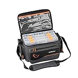 Savage Gear System Box Bag L (24x47x30cm) Tasche inkl. 4 Köderboxen, Angeltasche, Ködertasche zum Spinnfischen, Anglertasche inkl. Angelboxen, Tasche für Kunstköder