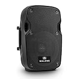 Malone PW-2908A - aktiver PA-Lautsprecher, PA Box, In- und Outdoor Lautsprecher, 20cm (8'), 150 Watt RMS, 2-Wege-System, druckvolle Basswiedergabe, 92dB, Tragegriffe, ABS-Gehäuse, schwarz