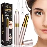 AngLink Elektrisch Augenbrauentrimmer, USB Augenbrauen Rasier für Damen Augenbrauen Rasier Eingebautes Helles mit Einer Reinigungsbürste (Gold)