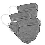 NATUREHOME Baumwoll-Maske im 3er Set, grau, wiederverwendbar, die komfortable Behelfsmaske für Einkauf, Sport & Arbeit