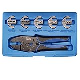 BGS Crimpzangenset mit 5 Backen Crimpzange Kabelschuhzange Presszange Quetschzange 6 tlg