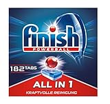 Finish All in 1 Spülmaschinentabs, phosphatfrei – Geschirrspültabs mit kraftvollem Powerball gegen hartnäckigste Fettanschmutzungen – Für 3 Monate – Gigapack mit 182 Finish Tabs
