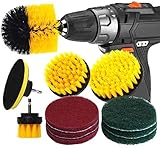 RAIN QUEEN Drill Brush 10Pcs Electric Cleaning Brush Power Scrubbing Brush Drill Fixing bohrmaschine bürsten Fliesen Auto Cleaning Set Power Brush Set (Set 10, Gelb)