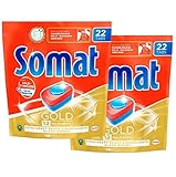 Somat 12 Gold Multi Aktiv, Spülmaschinentabs, Jahresvorrat, 44 (2 x 22) Tabs, Extra-Kraft gegen Eingebranntes und Glanz-Effekt