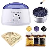 ROMEKER Haarentfernung Wachs Wachswärmer Wax Warmer Enthaarung Wachserhitzer Wax Heater Wachsgerät Waxing Kit Thermostat 80℃- 110℃ 500ml, Schmelzen in 10 min, 3 Wachsbohnen, 20 Holzspateln, EU Stecker