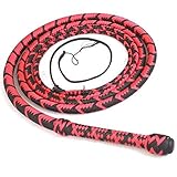 Ardour Crafts Bullpeitsche aus Nylon, 1,8 bis 4,6 m, 16 Zöpfe, Paracord-Peitsche, mit Bauch- und Nackenrolle, Rot und Schwarz
