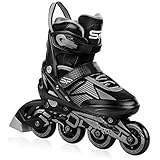 Spokey Speed PRO Inline Skates für Jugendliche und Erwachsene bis max. Körpergewicht 100 kg, größenverstellbar, Alu-Schienen, Kugellager ABEC-9 Carbon, PU Rolle 82 A, Ø-Rolle größenabhängig