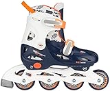 Nijdam Kinder Inlineskates Verstellbar Inline Skates Junior Adjustable Hardboot, Navy Blue/White/Orange, 27-30