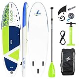AKD Sealion 10'6' Stand Up Paddling Board 320x81x15cm SUP Board 150kg/318L, Pumpe mit Manometer, Verstellbarer Sport Alu-Paddel, Rucksack und Leash, Firmensitz in Berlin (Grasgrün)