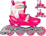 Nijdam 3-in-1 Inline Skates Adjustable - Floral Switch - Fuchsia/White/Pink/Silver Grey - 29-32