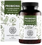 NATURE LOVE® Probiona Komplex - 20 Bakterienstämme + Bio Inulin - 180 magensaftresistente DRCaps® Kapseln - 2X hochdosiert: 20 Mrd KBE je Tagesdosis - Vegan, in Deutschland produziert